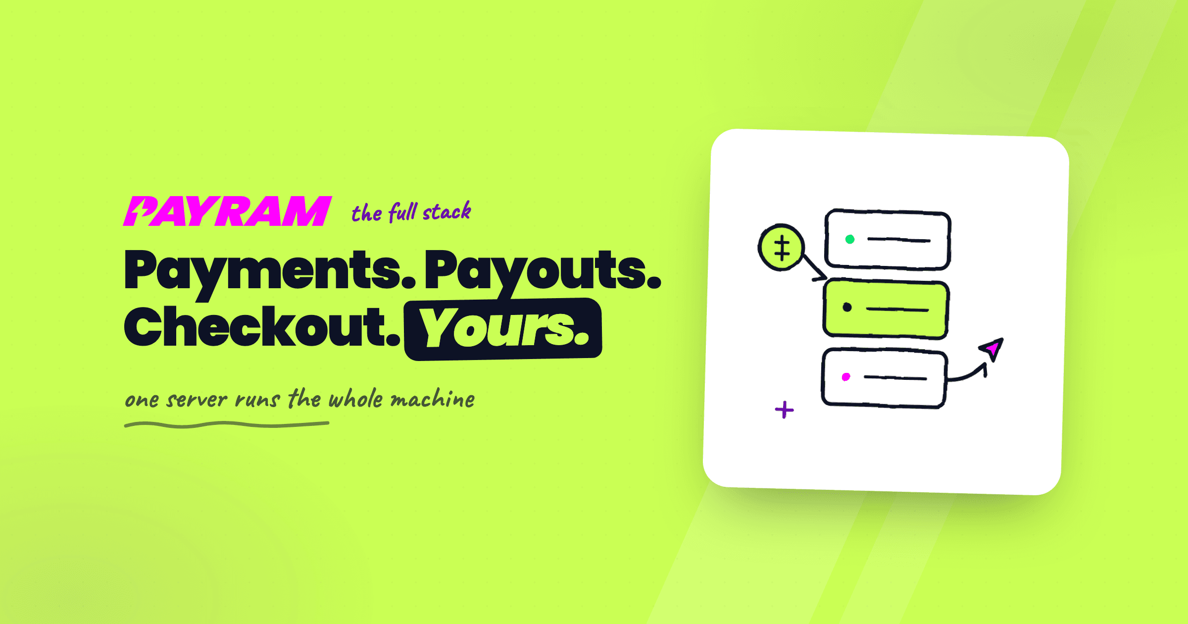 PayRam banner — The full stack: Payments, payouts, checkout. One server runs it all.